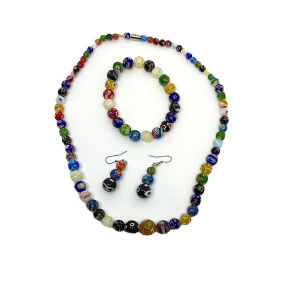 Multi Color Murano Glass Necklace, Earrings & Bracelet Set - Picture 2 of 6